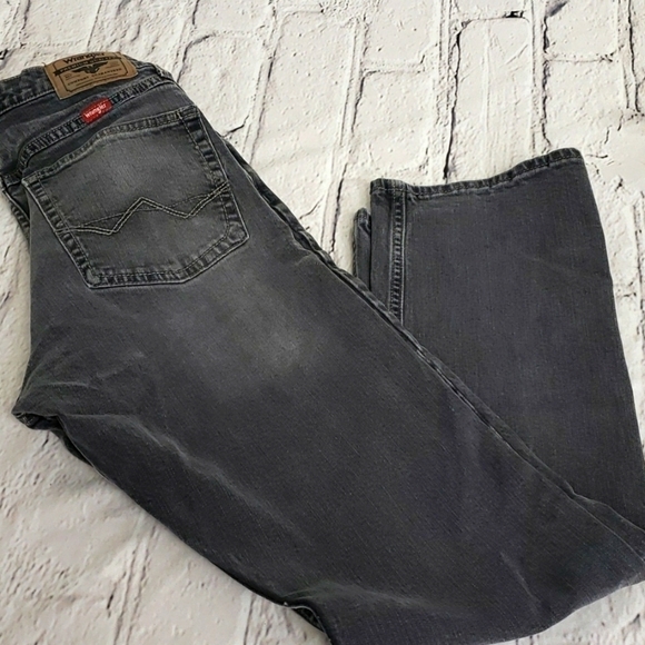 Wrangler Straight Fit Flex Faded Black Grey Jeans 29x29 GUC - Picture 9 of 13